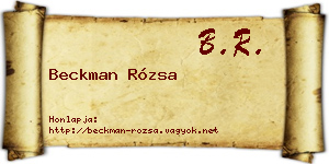 Beckman Rózsa névjegykártya