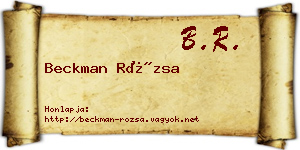 Beckman Rózsa névjegykártya